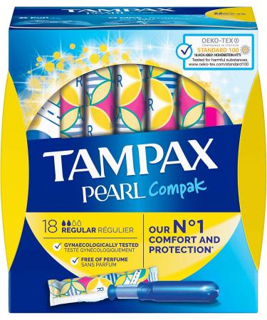Tampax Pearl Compak Regular Tampons x18 | Comfort Protection & Discretion | International Shipping Available - Buy Online on GoSupps.com