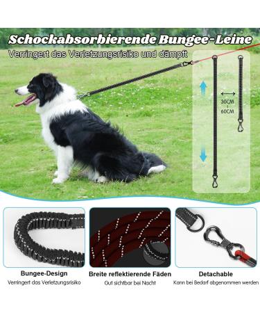 Buy Aystkniet Bungee Tow Leash for Dogs - 3m 5m 10m 15m 20m - Shock-Absorbing Padded Handle Reflective Lockable Hooks - Perfect for Medium & Large Dogs - Red - Buy Online on GoSupps.com