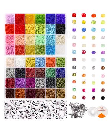 UOONY 35000pcs 2mm Glass Seed Beads for Jewelry Making Kit  250pcs Alphabet Letter Beads  Tiny Beads Set for Bracelets Making  DIY  Art and Craft with Rolls of Elastic String Cord  Charms and Rings - Buy Online on GoSupps.com