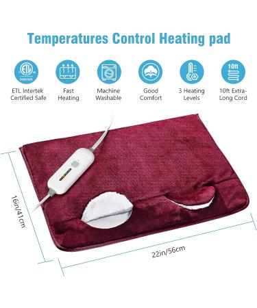 Electric Heated Foot Warmer | Soft Flannel | 2h Auto Off | 3 Temp Settings | Pain Relief | Full Body Use for Feet, Hands, Back | Pocket Design | 16 x 22 | Red - Buy Online on GoSupps.com
