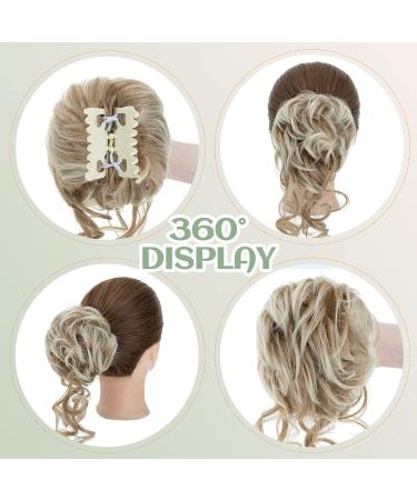 S-Noilite Claw Clip Messy Bun Synthetic Hair Extension - Dark Blonde to Bleach Blonde 27T613 - Buy Online on GoSupps.com