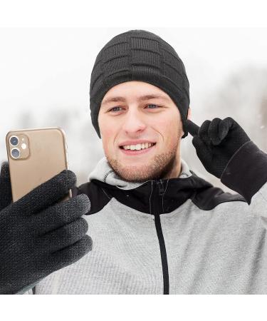 Honoson Bluetooth Beanie for Men - 2 Piece Set | Wireless Headphones | Warm Knit Hat for Outdoor Sports | Men's Gifts | Running Accessories - Black/Dark Gray - Buy Online on GoSupps.com