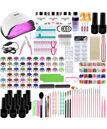 Acrylic Nail Kit Glitter Powder and Carving Powder Set Complete Practice Hand Nail Kits With Nail Acrylic Powder 3D Nail Carving Nail Extension for Acrylic Nail Tips Beginners 9 color Acrylic Nail Kit Nail Polish