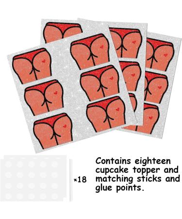 18pcs Red Glitter Dessert Cupcake Topper for Kiss the Ass XOXO Red Lip Theme Decor Supplies Lady Woman Girls Happy Birthday Bachelor Wedding Party Decoration - Buy Online on GoSupps.com