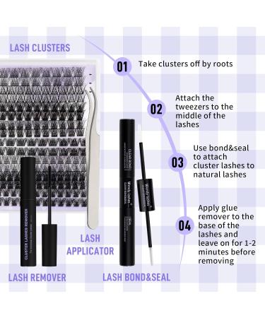 DIY Eyelash Extensions Set - 8 Type-D Curls 14mm - Bond & Seal Lash Extension Kit - Buy Online on GoSupps.com