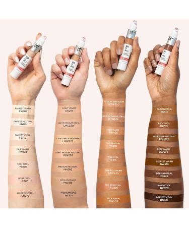 IT Cosmetics CC+ Cream with SPF 50+ Natural Finish Full Coverage Foundation (Tan - 1.08 fl oz) & Do It All Radiant Concealer Multivitamin Serum Makeup (410 Tan Neutral - 0.2 fl oz) - Buy Online on GoSupps.com