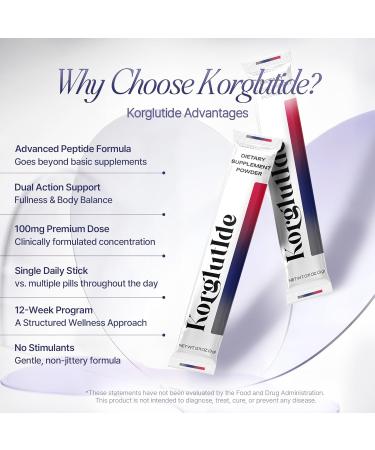 Korglutide Daily Peptide Supplement Powder - Advanced Oral Formula for Satiety & Body Composition Support - 3g Daily Stick - Wellness Solution (30 Count) - Buy Online on GoSupps.com