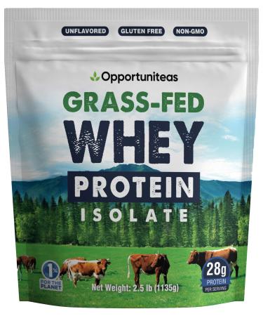 Grass Fed Whey Protein Powder Isolate - Unflavored - Low Carb Keto & Paleo Diet Friendly - Pure Grass-Fed Protein for Shakes Smoothies Drinks & Recipes - Non GMO & Gluten Free - 2.5 Pounds Unflavored 2.5 Pound (Pack of...