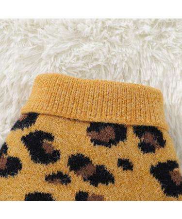 FAMKIT Leopard Pattern Dog Sweater - Cozy Winter Knitwear for Small Dogs (2-3KG) - Yellow Puppy Clothes - Buy Online on GoSupps.com