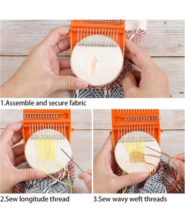 Caydo 14 Hooks Speedweve Darning Mini Loom Machine with 50 Color Darning Threads | Ideal for Quickly Mending Jeans & Socks | DIY Mini Weave Tool for Artful Patterns & Clothes Repair - Buy Online on GoSupps.com