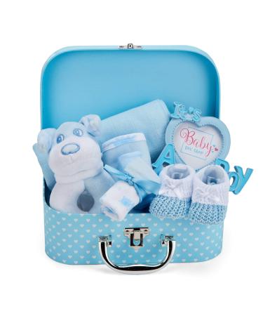 Baby Box Shop New Baby Boy Gifts - 7 Baby Shower Gifts for a Baby Boy Newborn Gifts Baby Boy Baby Boy Hampers Gift Baskets Newborn Baby Boy Gifts Gifts for Newborn Baby Boy - Blue S Blue