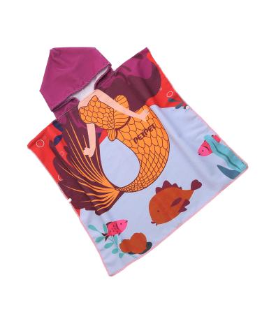 FEBE Bath Poncho Children's Bath Towel with Hood Bathrobe for Toddler Mermaid 3