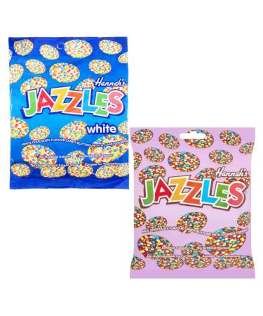 Hannah s Jazzles Chocolate Buttons 140g Milk Chocolate and 140g White Chocolate with Sprinkles Vegetarian