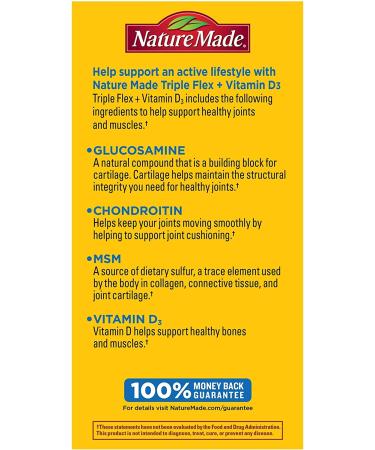Nature Made Triple Flex Triple Strength + D3 - 120 Caplets for Joint Health - Buy Online on GoSupps.com