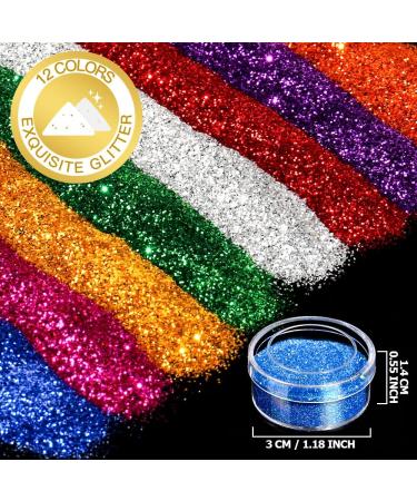 12 Pots Extra Fine Glitter FANDAMEI - Acrylic Nail & Cosmetic Glitter Set for Arts, Crafts, and Beauty - Bright Colors - Buy Online on GoSupps.com