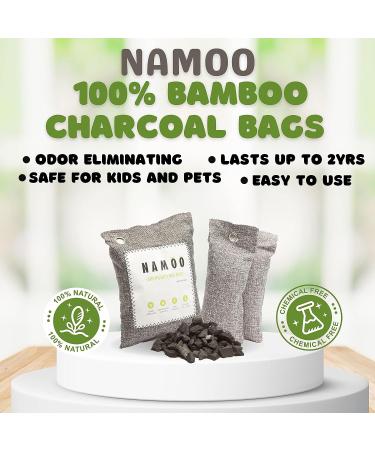 Namoo Natural Air Purifying Charcoal Bags - 10 Pack, Odor Eliminator with Hooks, Suction Cups - 200g x 4 Pack + 75g x 6 Pack - Buy Online on GoSupps.com