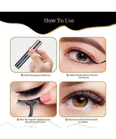 Aishaba Magnetic Eyeliner and Magnetic Eyelashes Kit - 5 Pairs 5D Natural Look False Eyelashes - Buy Online on GoSupps.com