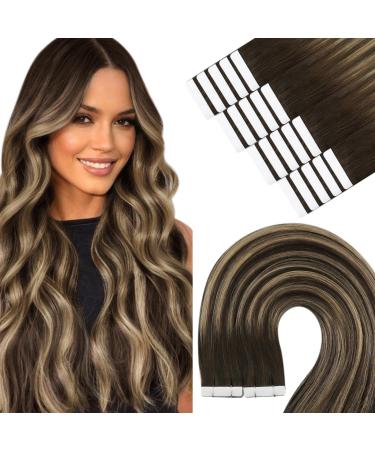 Youngsee Extensions real hair tape ombre 55cm tape extensions real hair brown ombre blond invisible tape extensions skin weft tape in extensions remy hair extensions tape in Seamless 50g #4/27/4 55 cm 3- #4/27/4