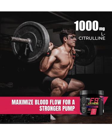 F9 Extreme Pre-Workout Energy Supplement - High Caffeine Beta Alanine Creatine Free - 30 Servings (Fruit Punch) | International Shipping Available - Buy Online on GoSupps.com