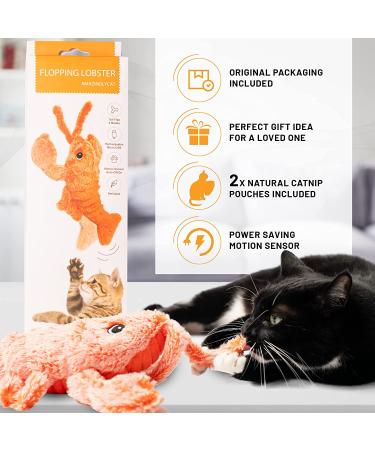 Motion-Activated Flopping Lobster Toy for Cats & Small Dogs | USB Rechargeable | Soft & Durable | Includes 2 Catnip Packets | Washable | Low-Noise | Fun Cat Nip Toy Gift | 11x4 In - Buy Online on GoSupps.com