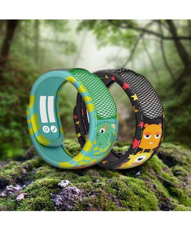 PARA'KITO Kids Mosquito Repellent Pack - 2 Wristbands & 2 Refills Monster/Green Dinosaur - Buy Online on GoSupps.com