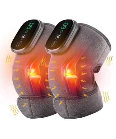 MOAJAZA 2PCS Cordless Heated Knee Brace Shoulder Wrap 3IN1 Heating Shoulder Pads Elbow Knee Pad with Vibration 3 Adjustable Vibrations and Heating Modes Heating Pad for Knee Elbow Shoulder Relax Pack of 2