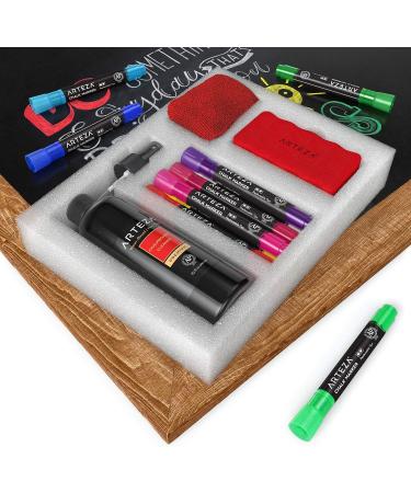 Arteza Chalkboard Cleaner Set - 12 Assorted Chalk Markers Magnetic Eraser & 10-Ounce Cleaner - Perfect for Blackboards & Menu Boards - International Shipping Available - Buy Online on GoSupps.com