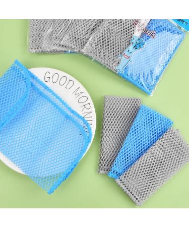 volumoon Polyester Dish Cloths for Kitchen 12 Pcs Dish Washing Net Cloths Scrubbers Wash Cloths Non-Stick Scrubbers Wash Cloths Odor Free/Quick Dry for Kitchen Dishwashing Washing Up (Grey+Blue) - Buy Online on GoSupps.com