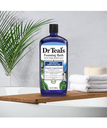 Dr Teal's Foaming Bath with Pure Epsom Salt 34 fl oz - Refresh & Revitalize with Vitamins A, B & C - Pack of 4 - Buy Online on GoSupps.com