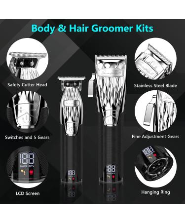 Professional Men's Hair Trimmer Set Wireless Hair Trimmer and Beard Trimmer Kit Hair Trimmer with 5 Speed Levels Men's Hair Cutting Sets with LCD Screen and T-Blade - Buy Online on GoSupps.com