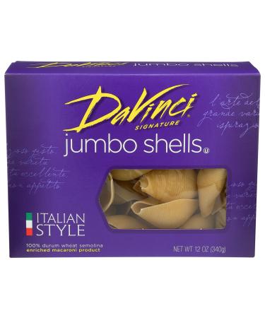 DaVinci Signature, Jumbo Shells Pasta, 12 Ounce Boxes (Pack of 12) Jumbo 12 Ounce (Pack of 12)