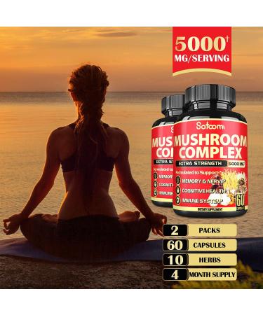 10-in-1 Mushroom Supplement Capsules 5000mg - 4 Month Supply - Immune Support Blend with Lion's Mane, Cordyceps, Reishi, Chaga - 120 Capsules - Buy Online on GoSupps.com