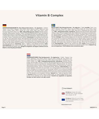Vitamine B Complex | 365 Micro-Comprim s Vegan pour 1 An | Complexe de Vitamine B1 B2 B3 B6 B12 Acide Folique et Choline | Compl ment Alimentaire D fenses Immunitaires | Horbaach - Buy Online on GoSupps.com