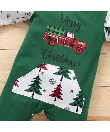 Loalirando Baby Christmas Romper Jumpsuit | My First Xmas Outfit 3-6 Months Green | Tree & Truck Design - Buy Online on GoSupps.com