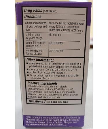 Dr. Reddy's Fexofenadine Hydrochloride 60mg Tablets - 100 Count Allergy Relief - Buy Online on GoSupps.com