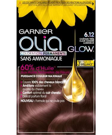 Garnier Olia Glow Permanent Hair Colour Ammonia-Free Natural Flower Oils Very Light Ash Brown (6.12) - Buy Online on GoSupps.com