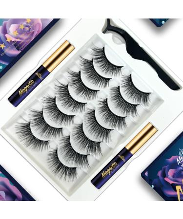 Menaka 3D Natural Magnetic Eyelashes with Eyeliner Kit Lightweight Magnetic Lashes Natural Look 7 Pairs Reusable False Lashes Kit No Glue Needed Reusable Easy to Use