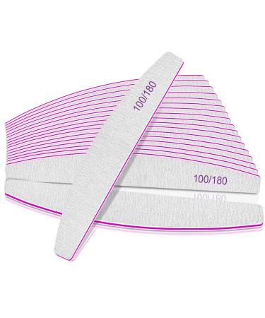 Nail files nail files 100/180 grit nail files for gel nails 12PCs Professional nail files for acrylic nails double -sided pantry board nail files set for nail studio violet 100/180 for wrong nails