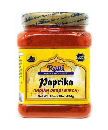 Rani Paprika (Deggi Mirch) Spice Powder, Ground 16oz (454g)  All Natural, Salt-Free | Vegan | No Colors | Gluten Friendly | NON-GMO | Indian Origin 1 Pound (Pack of 1)