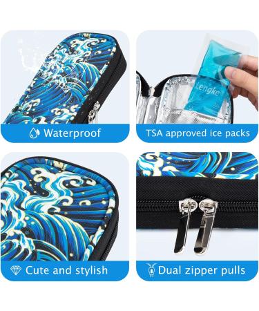 Youshares Insulin Cooling Bag with 2 Cooling Packs | Diabetic Utensils & PEN Cool Box - Keep Your Insulin Safe & Cold While Traveling | Sea Waves Design - Buy Online on GoSupps.com