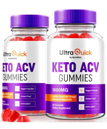(2 Pack) Ultra Quick Keto ACV Gummies UltraQuick Keto+ACV Weight Loss Support Premium Keto Plus ACV Formula Natural Apple Cider Vinegar Official Gomitas Reviews (120 Gummies)