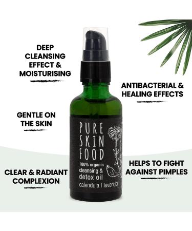 PURE SKIN FOOD Cleansing & Detox Oil - Calendula & Lavender 100ml | Natural Skincare for Radiant Skin - PSF-1204-100 - Buy Online on GoSupps.com