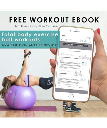Live Infinitely Exercise Ball (55cm-95cm) Extra Thick Professional Grade Balance & Stability Ball- Anti Burst Tested Supports 2200lbs- Includes Hand Pump & Workout Guide Access Black 75 cm - Buy Online on GoSupps.com