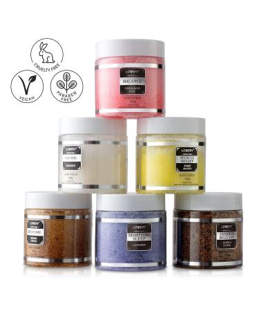 6pc Exfoliating Body Scrub for Women & Men - Father's Day Gifts with Himalayan Salt, Brown Sugar, Coconut, Coffee - Acne, Stretch Marks & Cellulite Treatment - Buy Online on GoSupps.com