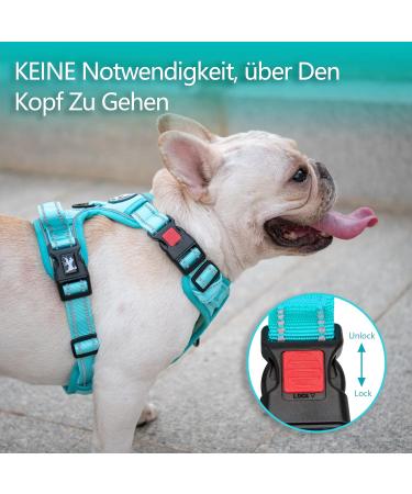 POPOT Reflective Dog Harness - Adjustable Soft Padded Vest for Small Dogs | No Choke Design | MINT Blue (Size S) - Buy Online on GoSupps.com