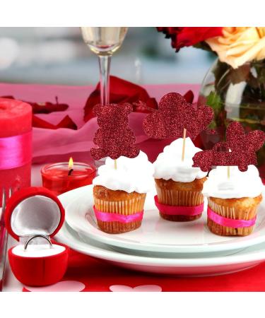Valentine's Day Cupcake Toppers 12pcs Red Glitter Happy Valentines Day Cake Topper Love Heart Valentine Cupcake Picks for Valentine Theme Party Wedding Engagement Cake Decorations A7AXZTCQ - Buy Online on GoSupps.com