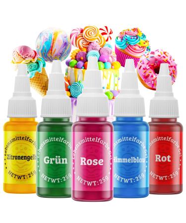 Food color gel Wwtop 5 colors x25g food color set for cakes fondant food gel -colored color sugar -free food coloring gel for cheeks macarons drinks Easter egg 25 ml (5 Pack)