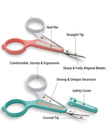 Pafason Stainless Steel Eyebrow Grooming Scissor Set for Trimming & Shaping - Curved and Straight, with Safety Cover - Ideal for Eyelash Extensions and Modern Eyebrow Styles - Buy Online on GoSupps.com