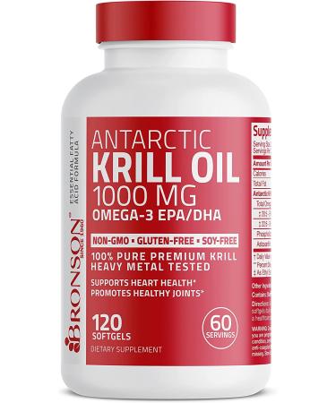 Bronson Antarctic Krill Oil 1000 mg - Omega-3  120 Softgels for Heart & Joint Health - Buy Online on GoSupps.com