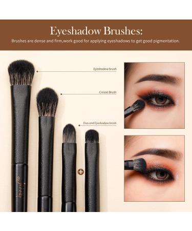 Jessup 10Pcs Eyeshadow Brush Set - Professional Eye Makeup Brushes for Blending, Liner, Crease & Brow - Elegant Black T337 - Buy Online on GoSupps.com